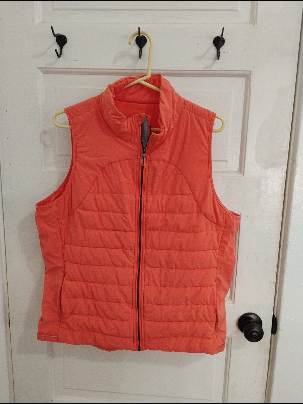 Beautiful Coral, Quilted Puffer Vest in Coral Orange - Size XXL